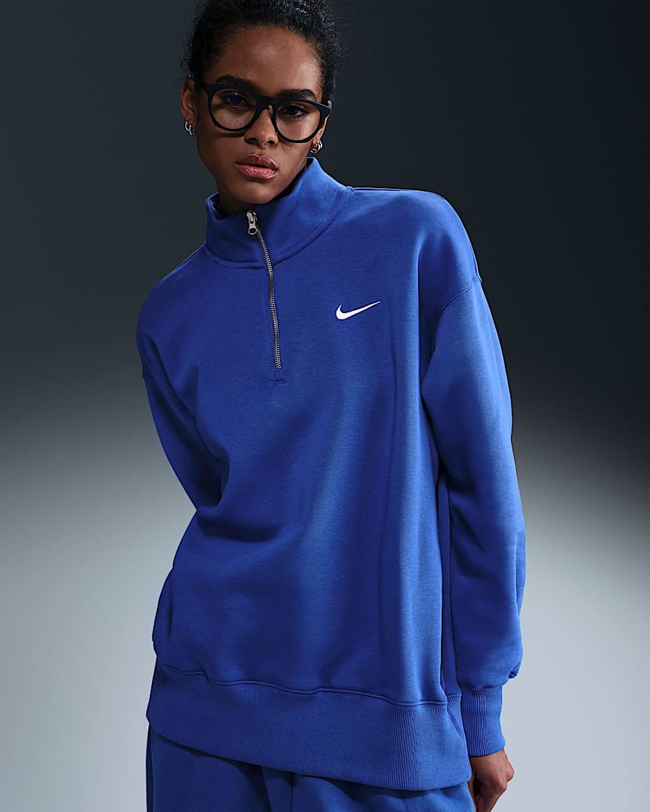 Sudadera oversized con cierre de 1/4 para mujer Nike Sportswear Phoenix Fleece - Royal juego/Vela