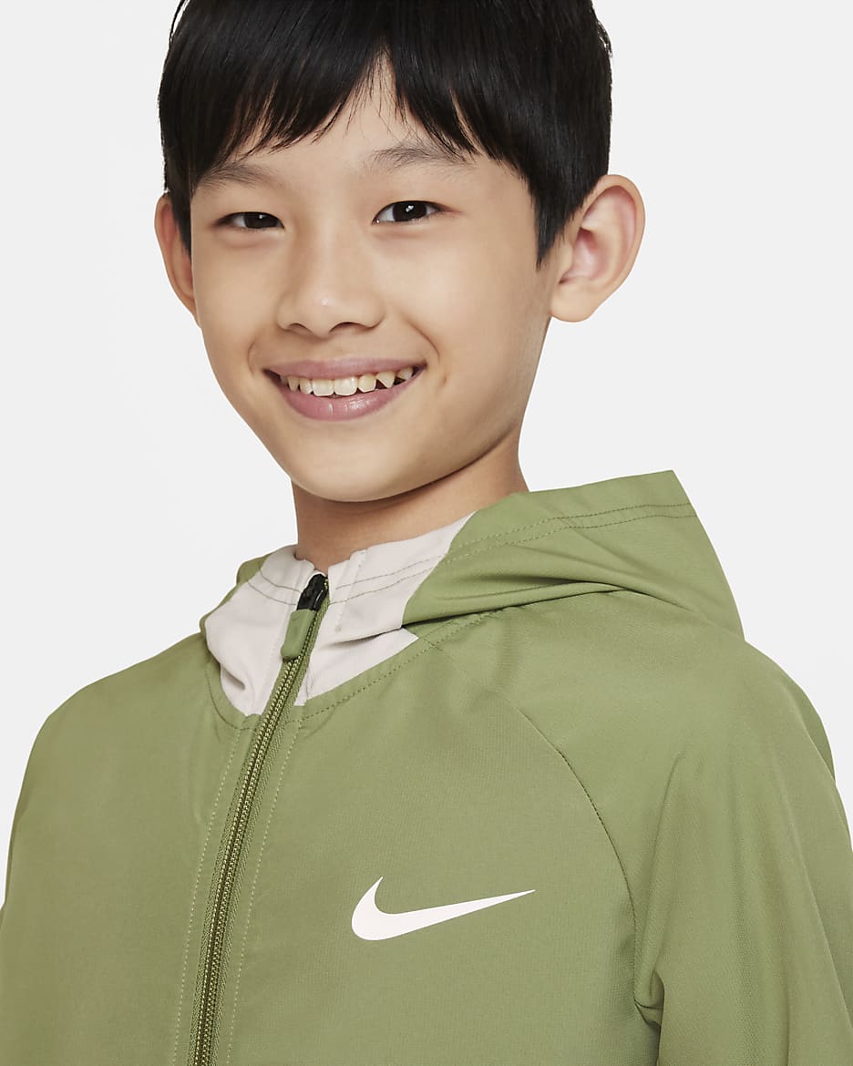 Nike Dri-FIT Big Kids' (Boys') Woven Training Jacket - Alligator/Light Bone/White