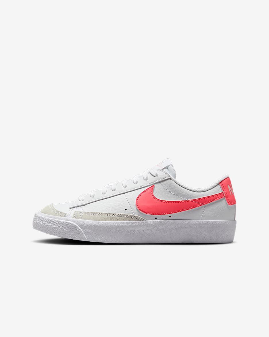 Tenis para niños grandes Nike Blazer Low '77 - Blanco/Rosa eco/Brasa mágica