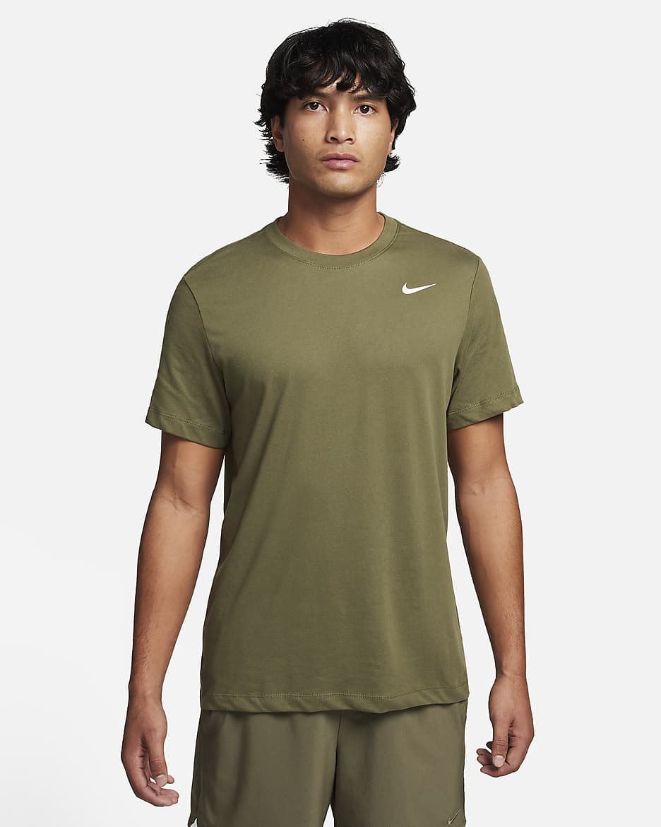 Nike Dri-FIT Men's Fitness T-Shirt - Medium Olive/White