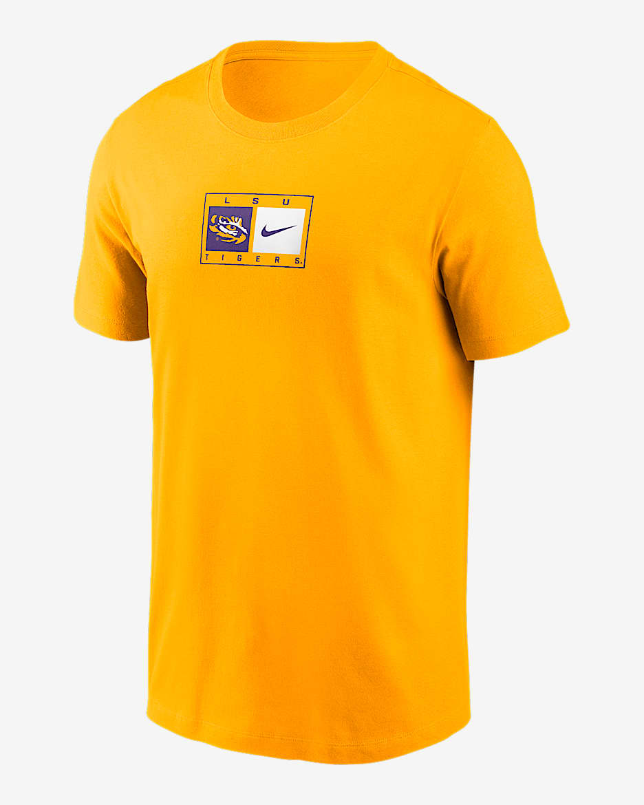 LSU Campus Logo Swoosh Men's Nike College T-Shirt - Gold