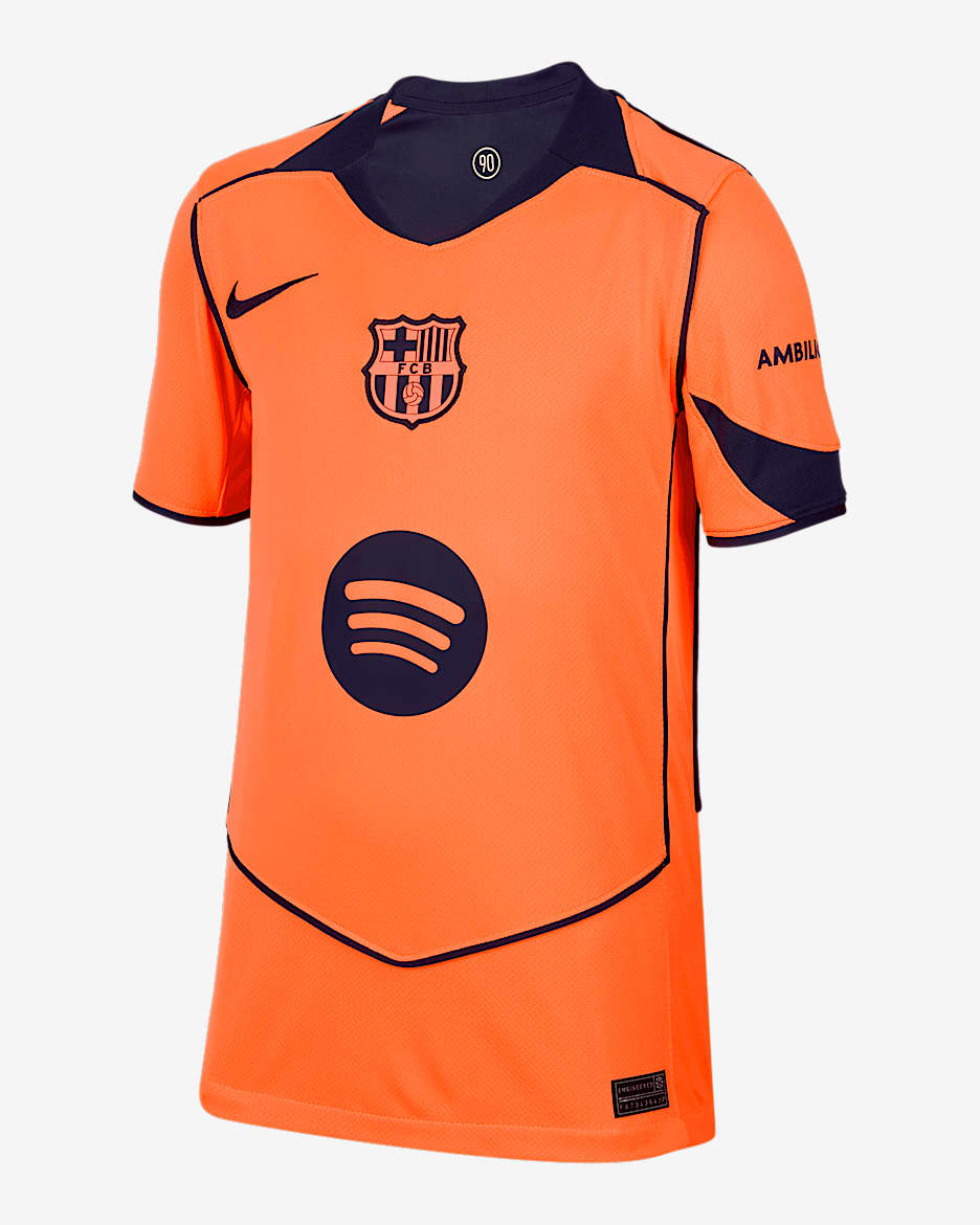 Lamine Yamal Barcelona 2025/26 Stadium Third Big Kids' Nike Dri-FIT Soccer Jersey - Orange
