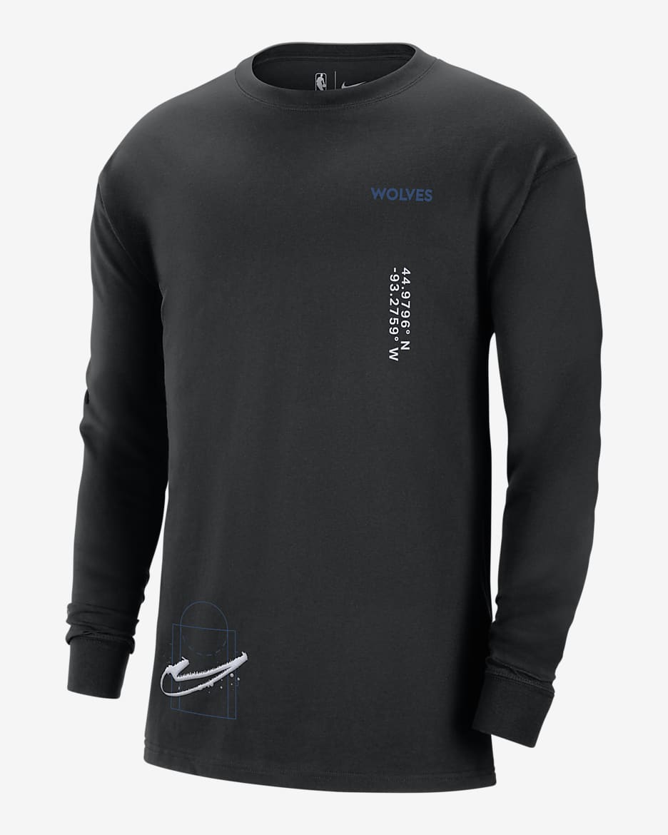 Minnesota Timberwolves Courtside Max90 Men's Nike NBA Long-Sleeve T-Shirt - Black