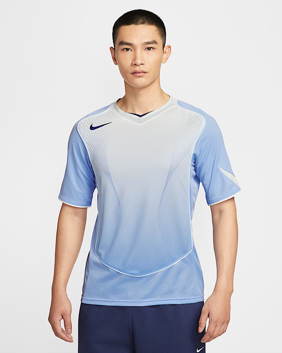 Nike Total 90 Men's Dri-FIT Short-Sleeve Football Shirt - Aluminium/Sail/Sail/Blue Void