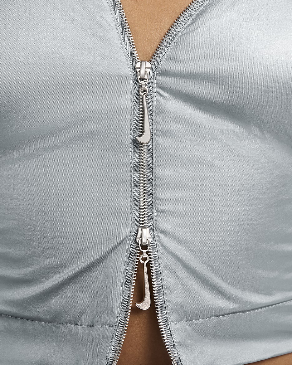 Chamarra de entrenamiento para mujer Nike x Jacquemus - Gris partícula/Blanco