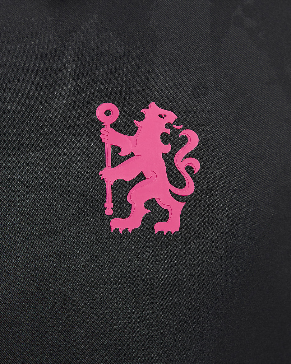 Chelsea FC Strike (tredjedrakt) Nike Dri-FIT Anthem fotballjakke til herre - Svart/Opti Yellow/Pink Prime