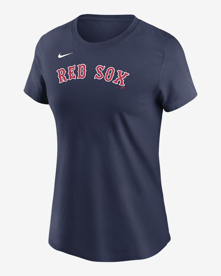 Playera Nike de la MLB para mujer Boston Red Sox Wordmark - Azul marino