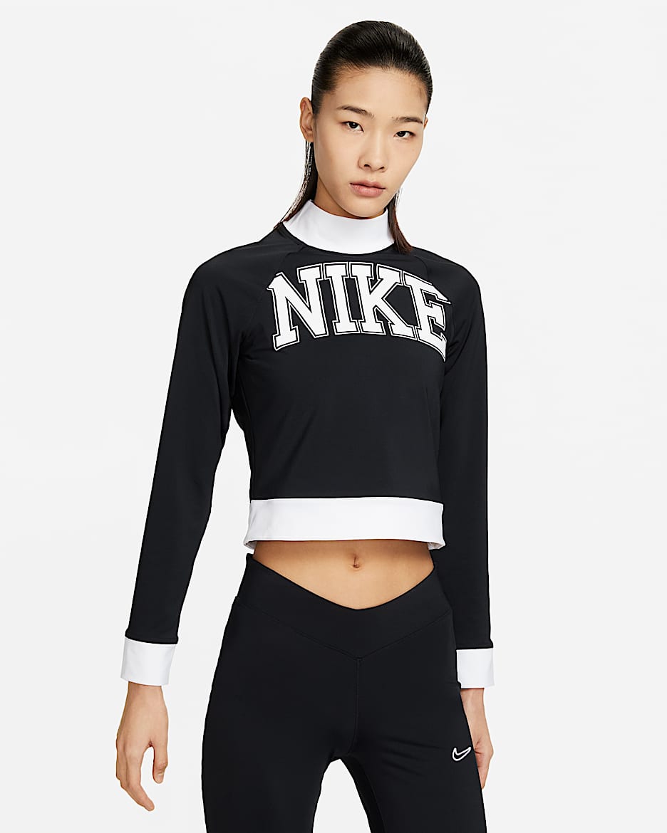 Nike Sportswear Team Nike 女款長袖上衣 - 黑色/白色/白色