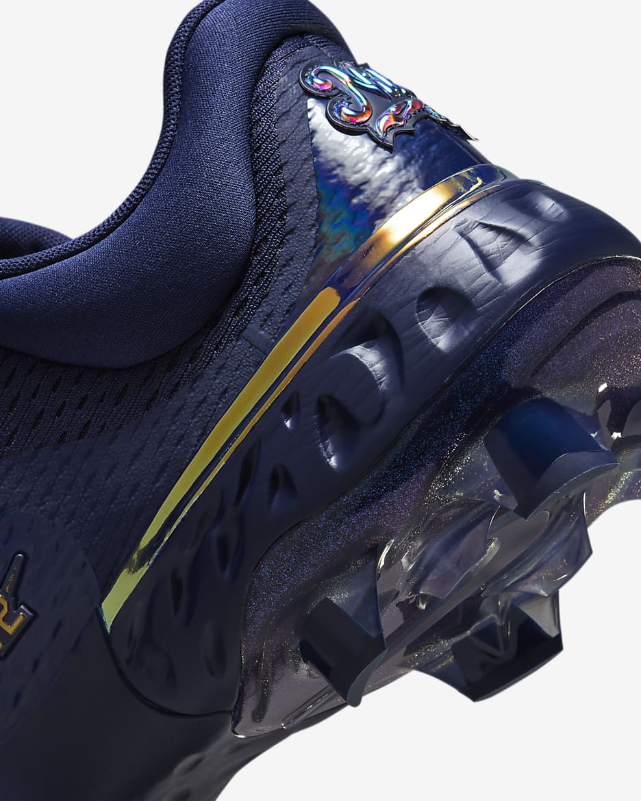 Nike Alpha Huarache Elite 4 Low MCS JRD Baseball Cleats - Midnight Navy/Midnight Navy/Metallic Gold