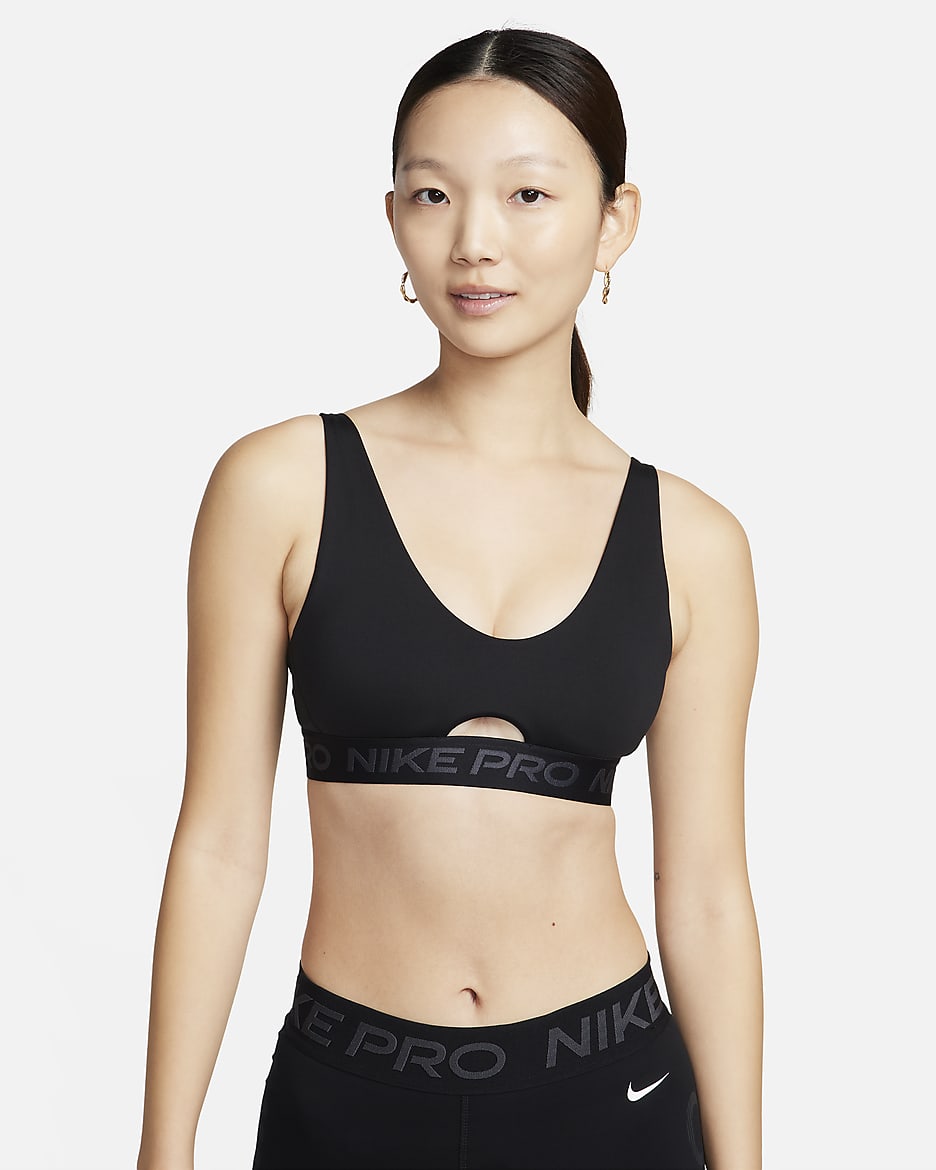 Nike Pro Indy Plunge Women's Medium-Support Padded Sports Bra - Black/Anthracite/White