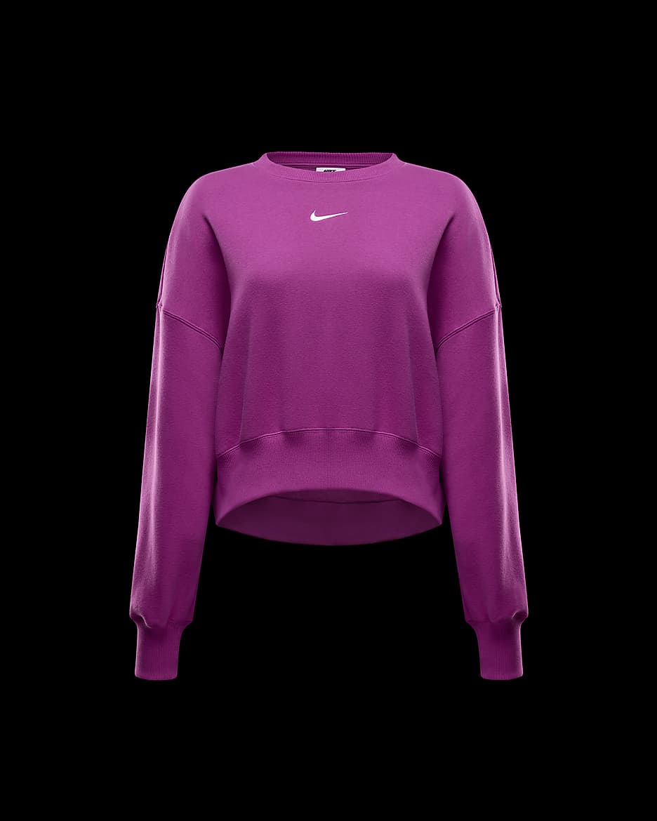 Nike Sportswear Phoenix Fleece extrán túlméretezett, kerek nyakkivágású női pulóver - Hot Fuchsia/Sail