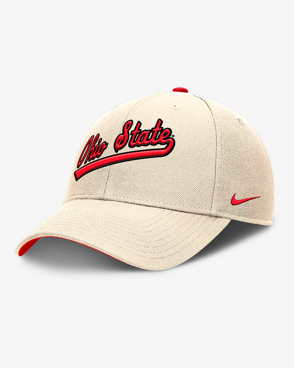Ohio State Buckeyes Primetime Rise Gorra universitaria Nike ajustable para hombre - Natural
