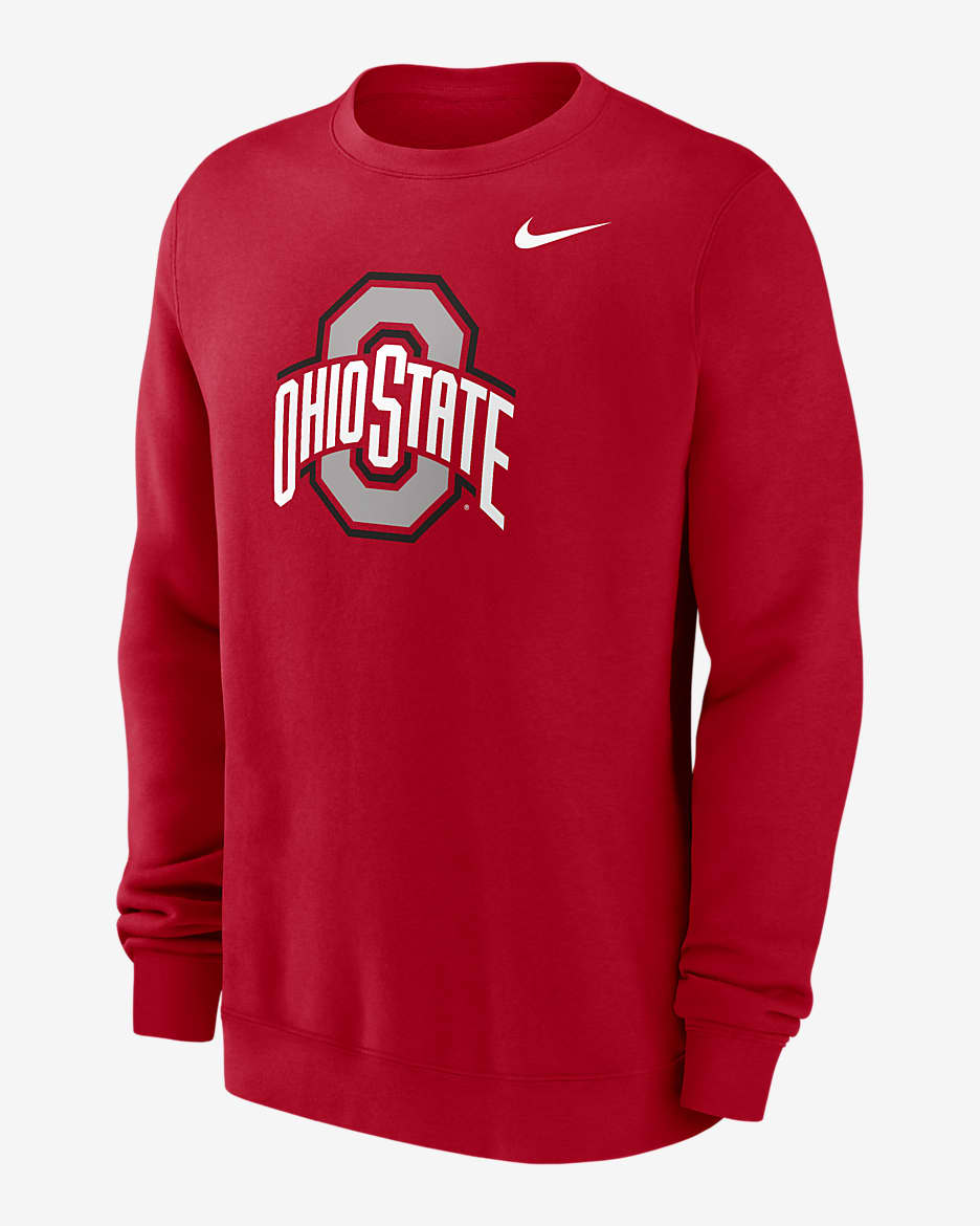 Sudadera de cuello redondo sin cierre universitaria Nike para hombre Ohio State Buckeyes Primetime Evergreen Logo - Escarlata