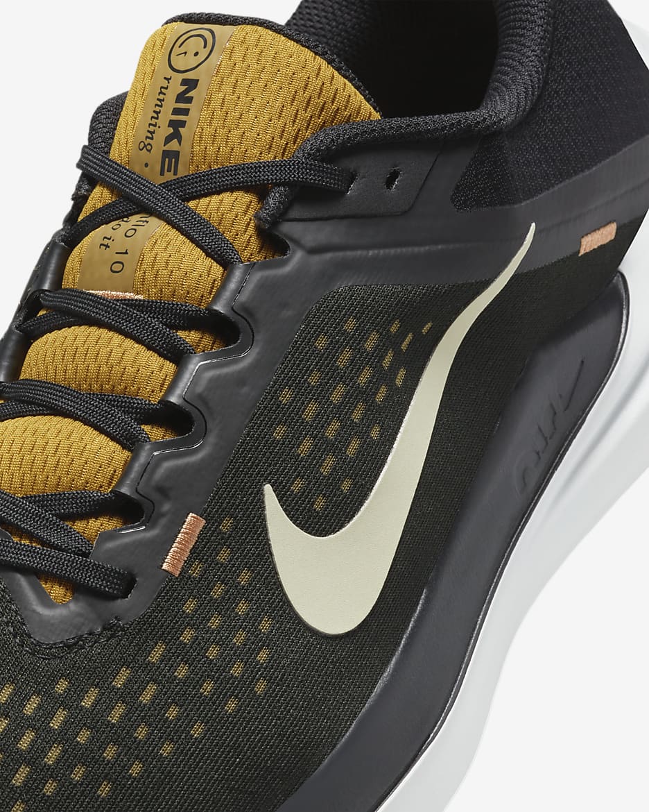 Nike Winflo 10 Men's Road Running Shoes - Black/Bronzine/Amber Brown/Olive Aura