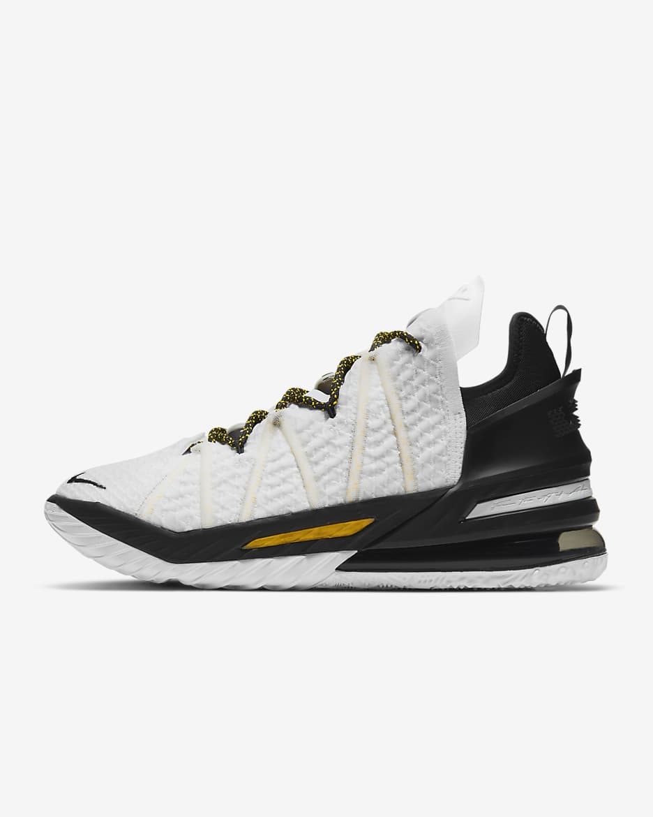 Calzado de básquetbol LeBron 18 “White/Black/Gold” - Blanco/Amarillo/Negro