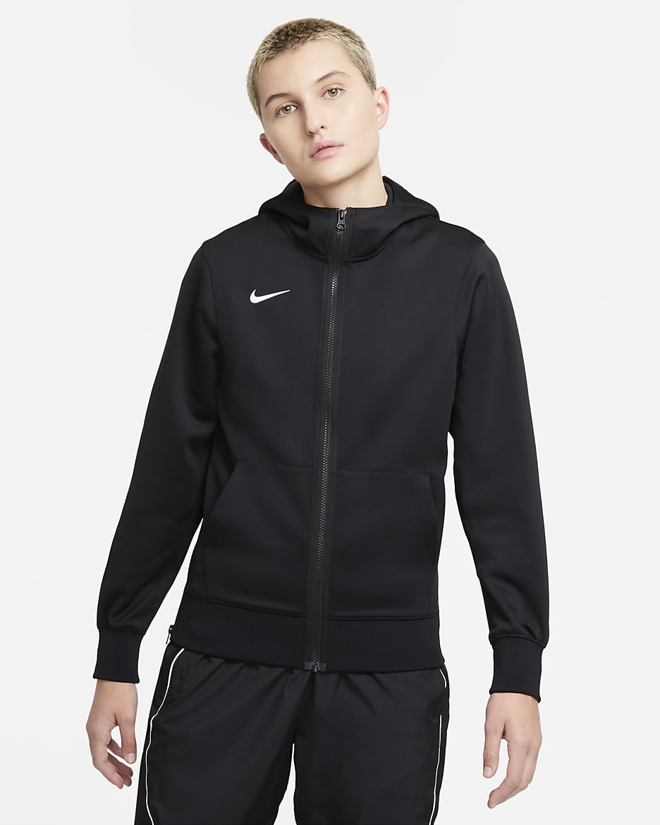 Sudadera con capucha de básquetbol con cierre completo para mujer Nike Dri-FIT Showtime - Negro team/Negro team/Blanco