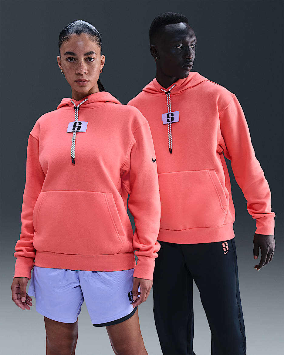 Sabrina Fleece Basketball Hoodie - Magic Ember/Purple Pulse/Black/Black