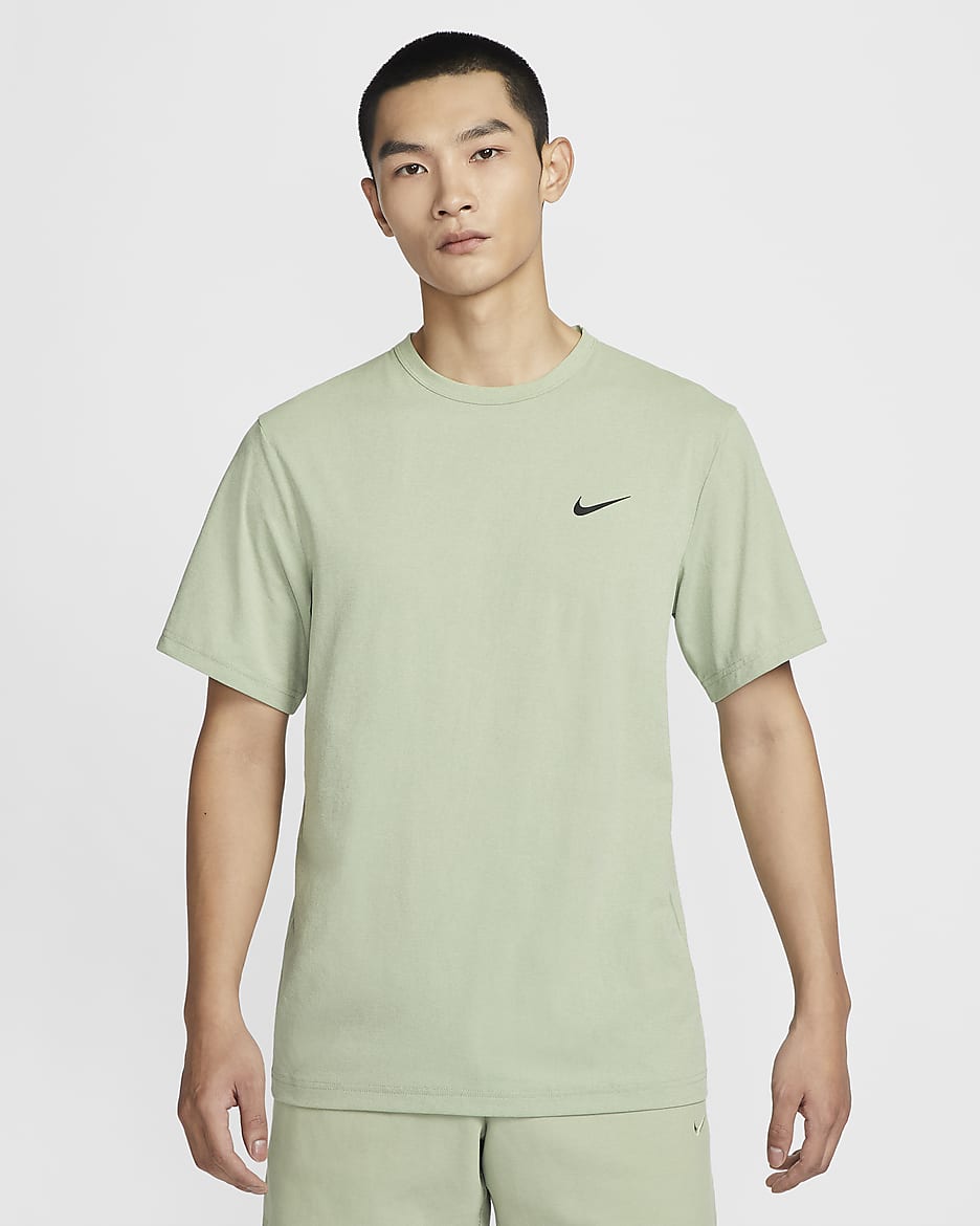 Nike Dri-FIT UV Hyverse 男款短袖健身上衣 - Jade Horizon/黑色