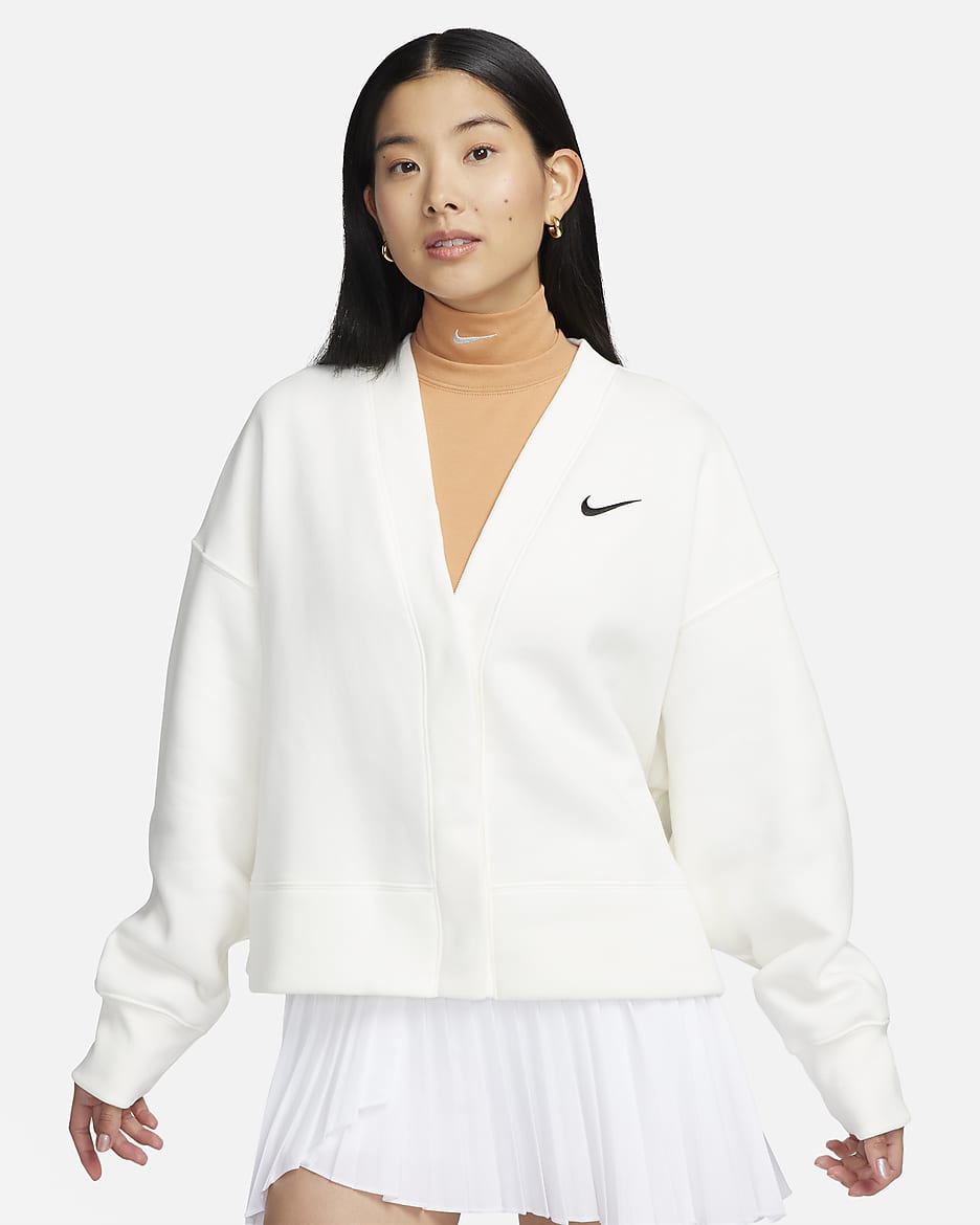 Nike Sportswear Phoenix Fleece Women's Over-Oversized Cardigan - Sail/Black