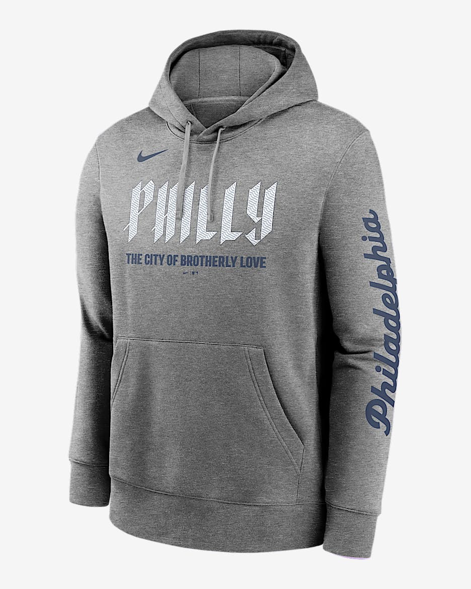 Philadelphia Phillies City Connect Club Men's Nike MLB Pullover Hoodie - Charcoal Heather