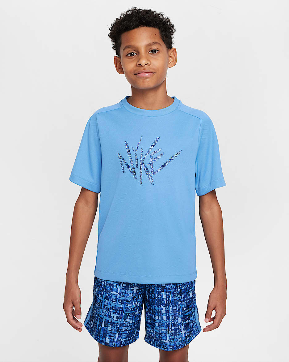 Nike Multi Older Kids' (Boys') Dri-FIT Short-Sleeve Top - Blue Beyond