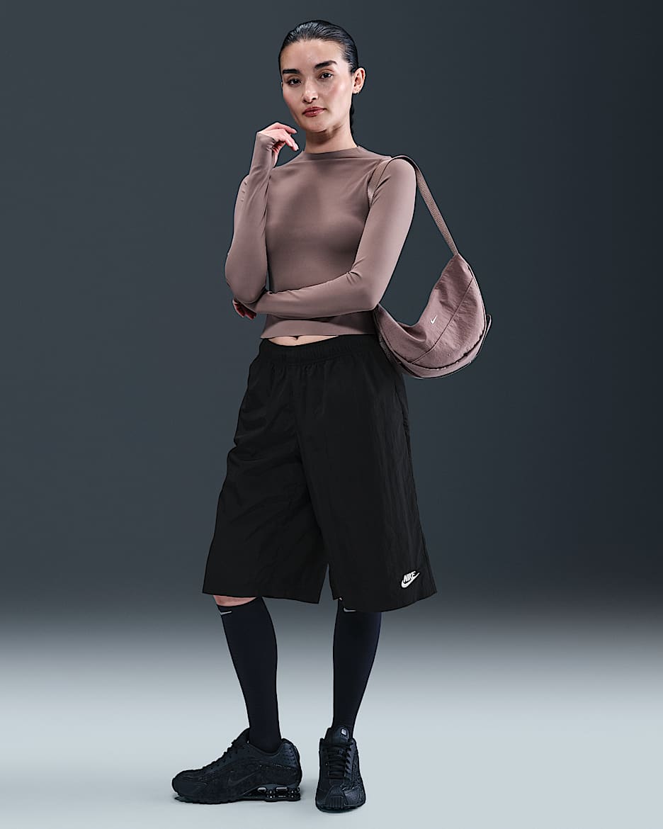 Nike Sportswear Women's Mid-Rise Loose Knee-Length Shorts - Black/Sail