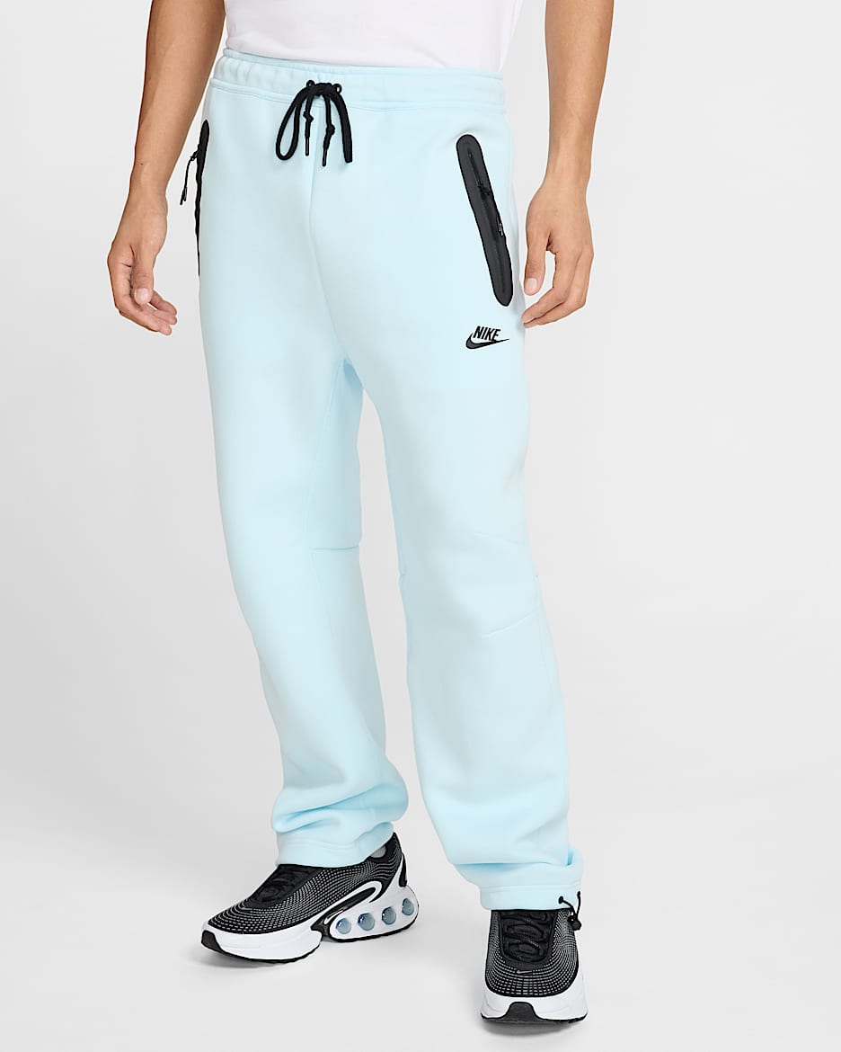 Pants de tejido Fleece con dobladillo abierto para hombre Nike Tech - Azul glacial/Negro