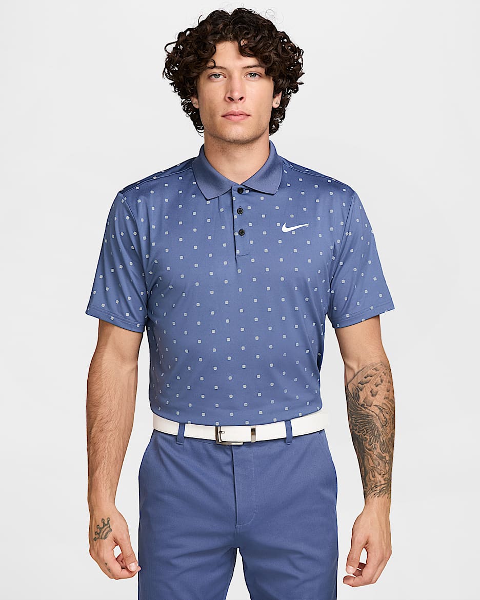 Polo de golf Dri-FIT para hombre Nike Tour - Azul difuso/Blanco