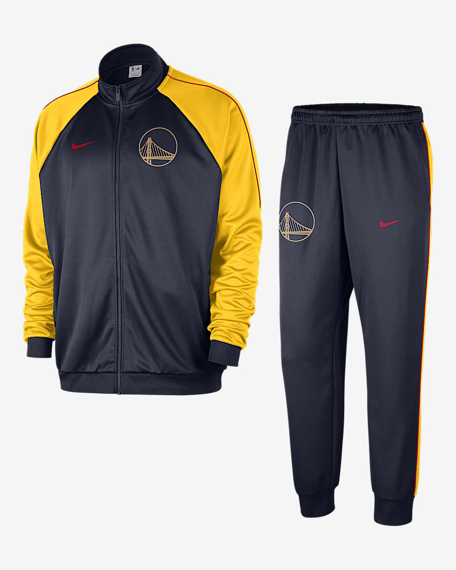 Golden State Warriors Club Courtside City Edition Nike NBA-tracksuit til herre - College Navy/Amarillo/University Red/University Red