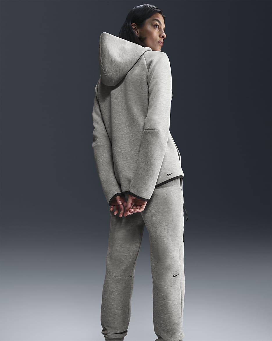 Nike Sportswear Tech Fleece Windrunner hoodie met rits voor dames - Dark Grey Heather/Zwart