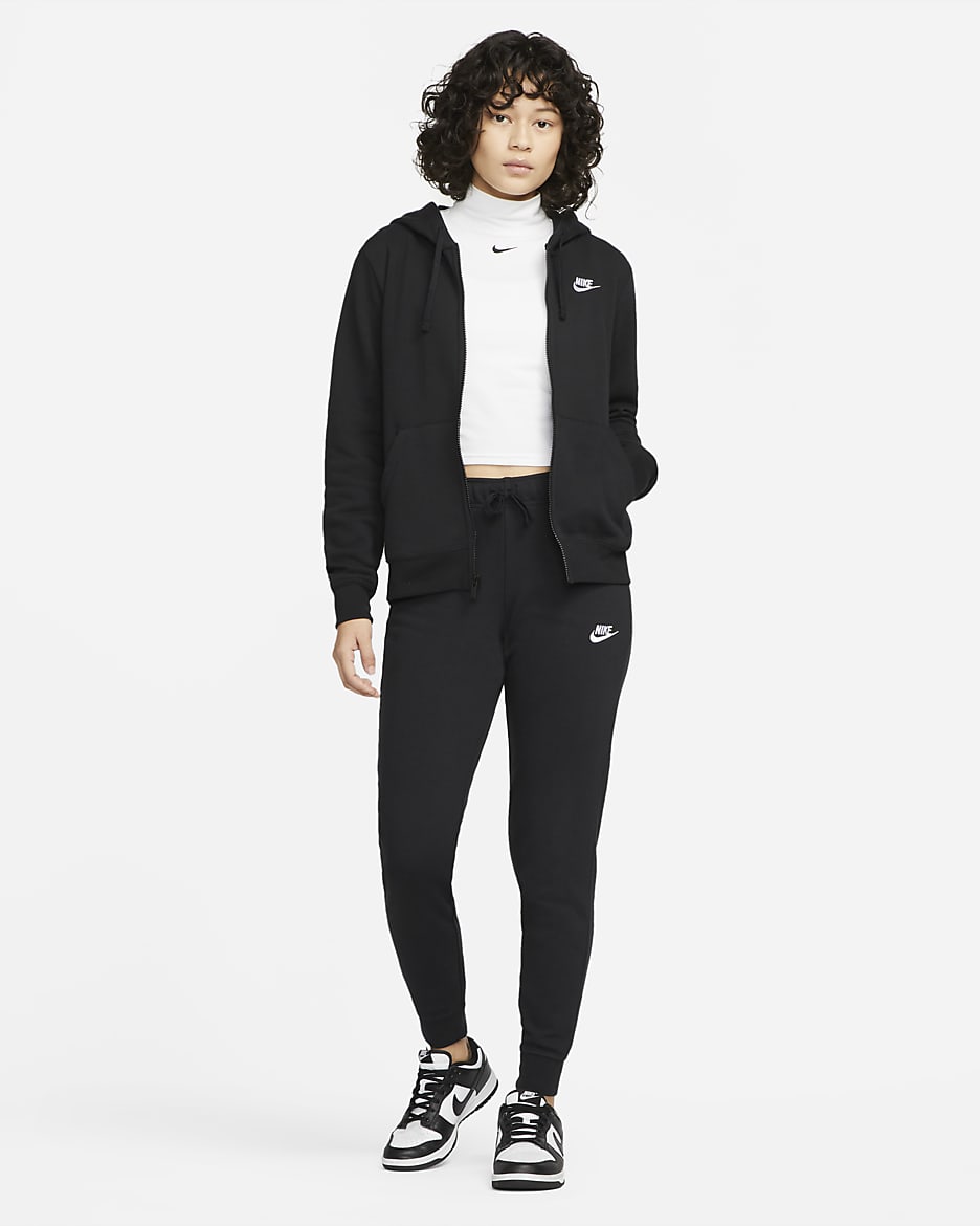 Joggers slim de tiro medio para mujer Nike Sportswear Club Fleece - Negro/Blanco