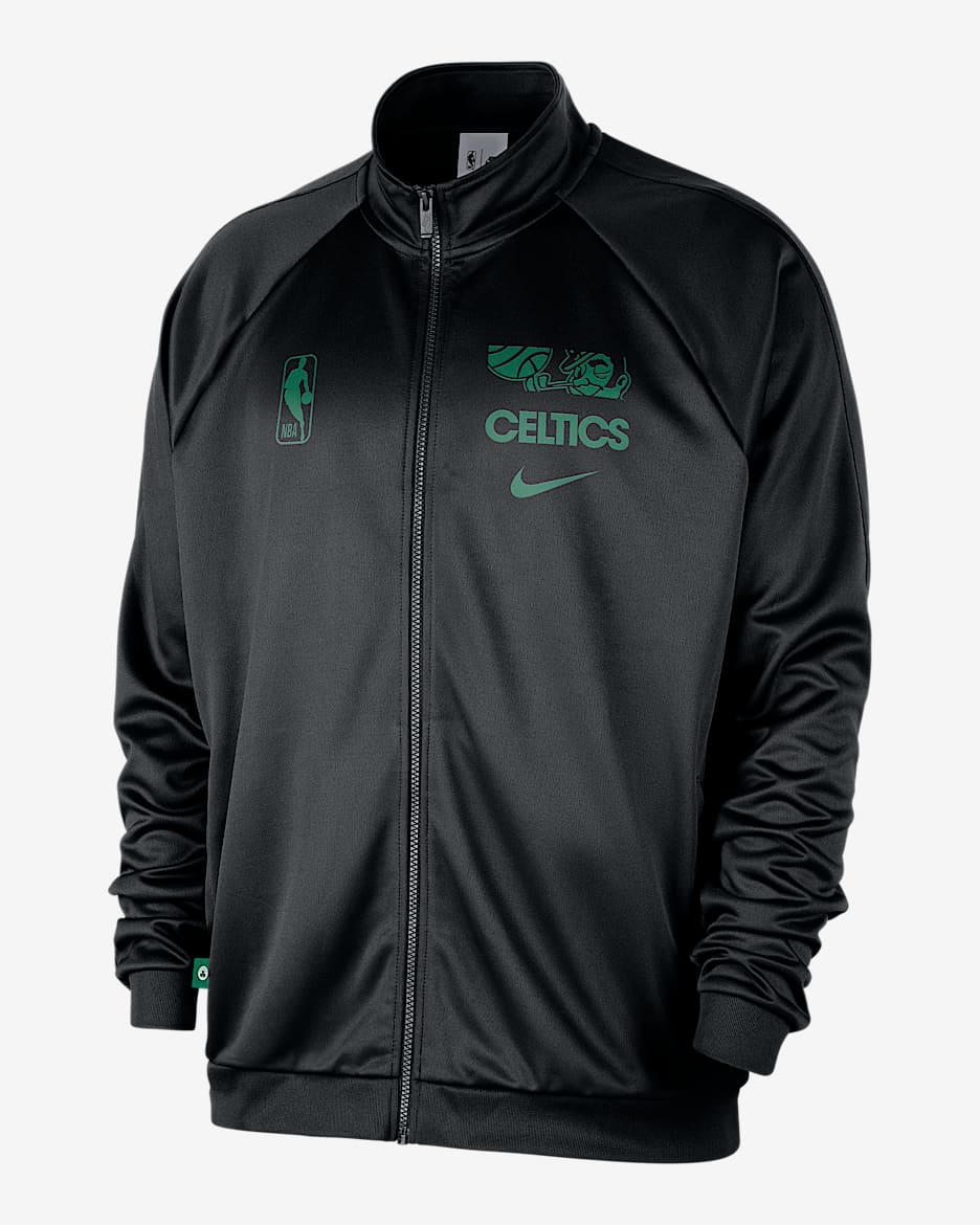 Chamarra deportiva Nike de tejido Knit de poliéster de la NBA para hombre Boston Celtics Club Courtside - Negro