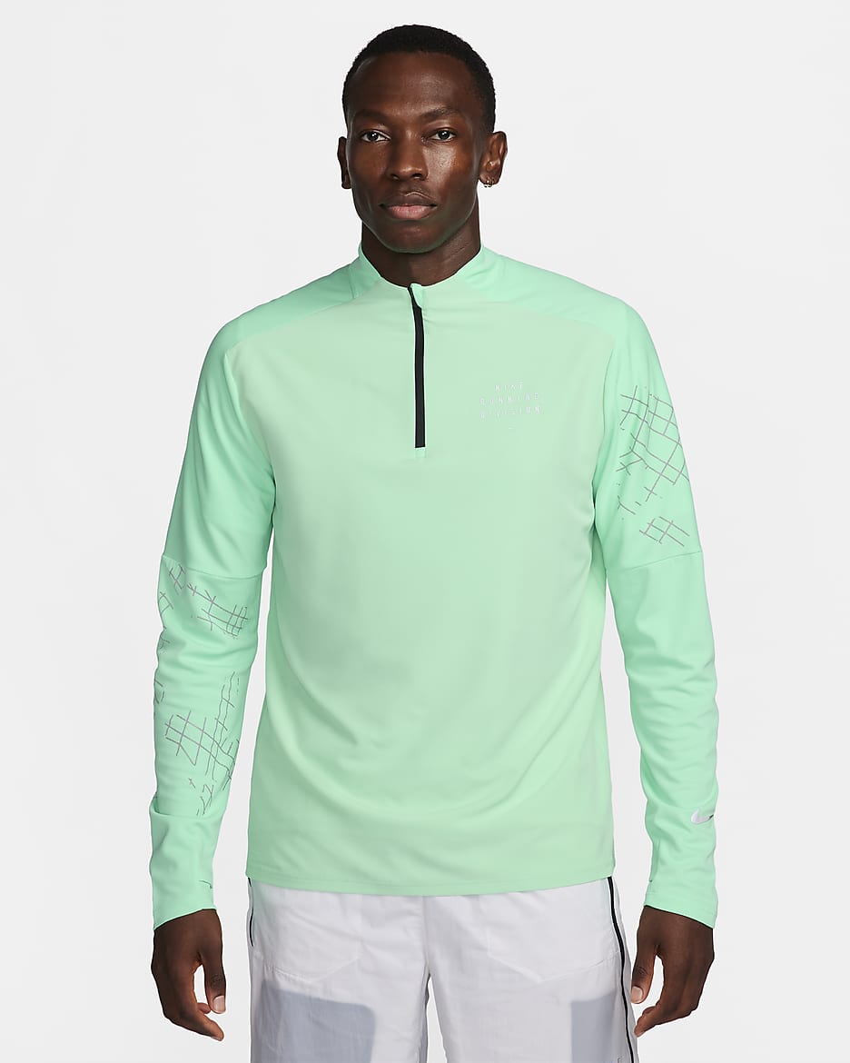 Haut de running Flash à demi-zip Nike Dri-FIT Run Division pour homme - Green Glow