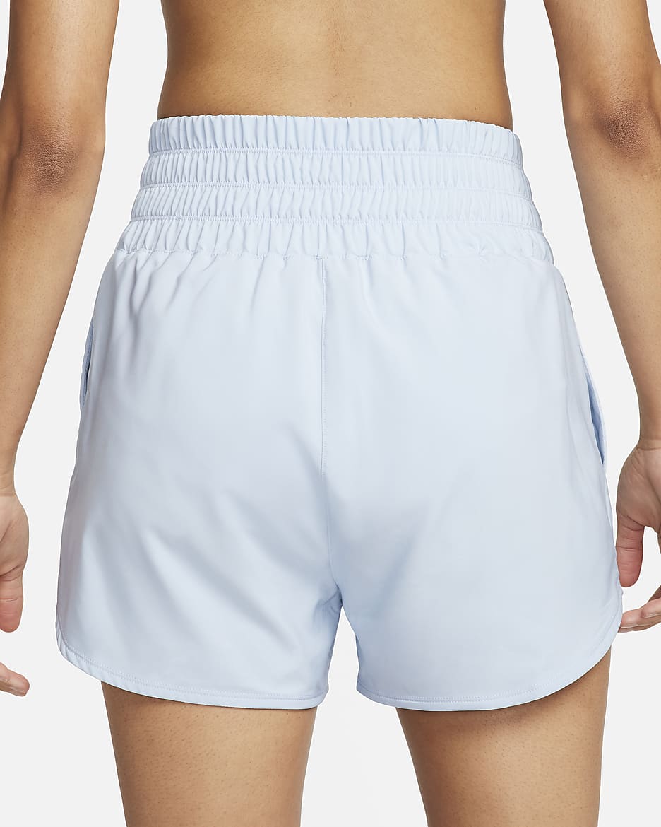 Nike One Dri-FIT damesshorts met ultrahoge taille en binnenbroekje (8 cm) - Light Armory Blue