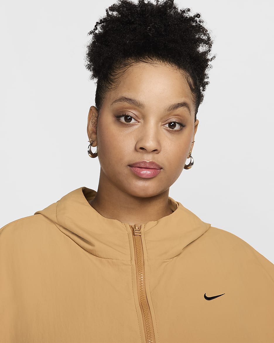 Nike Sportswear Everything Wovens Women's Oversized Hooded Jacket (Plus Size) - Flax/Black