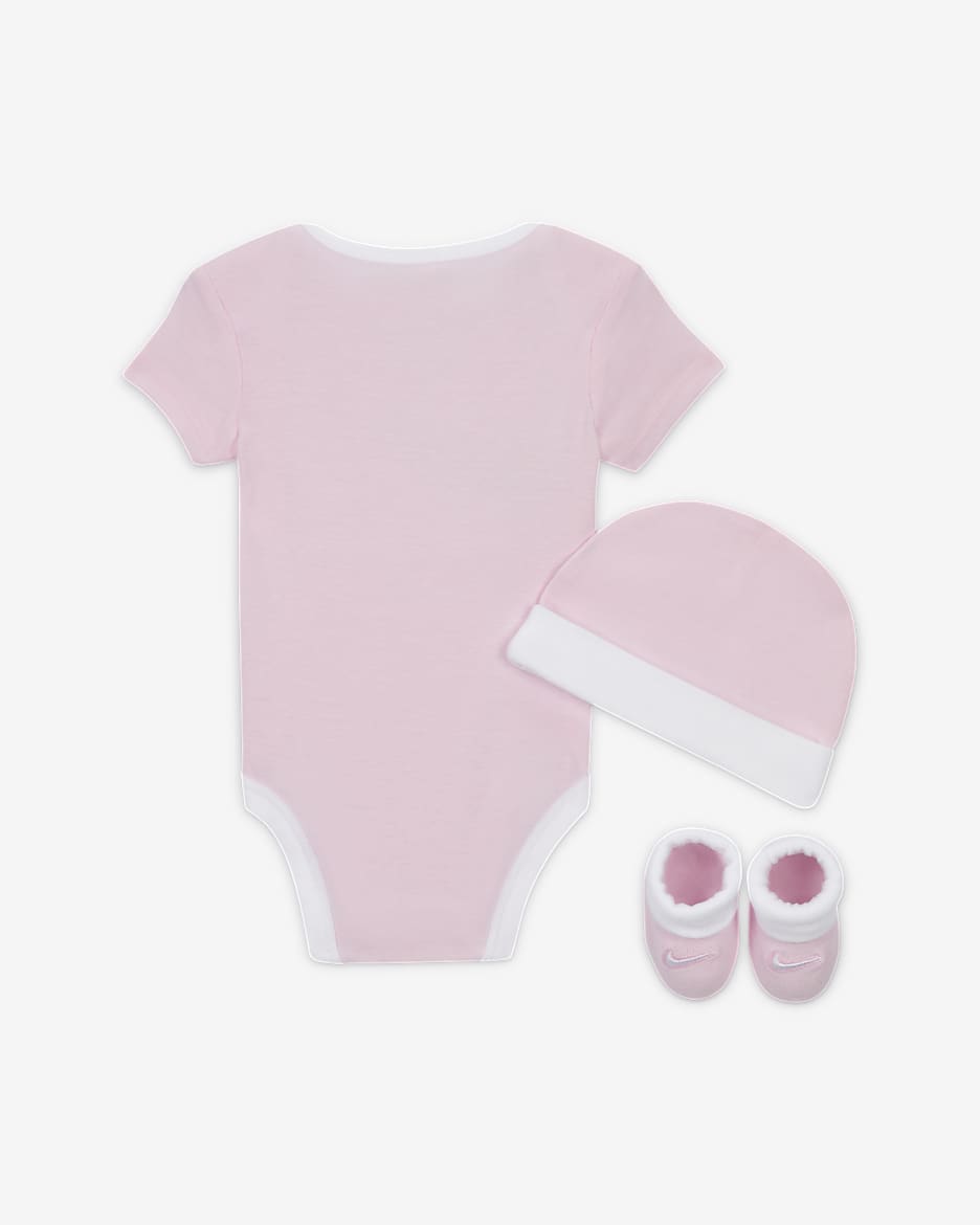 Nike Baby (6-12M) Bodysuit, Hat and Booties Box Set - Pink Foam