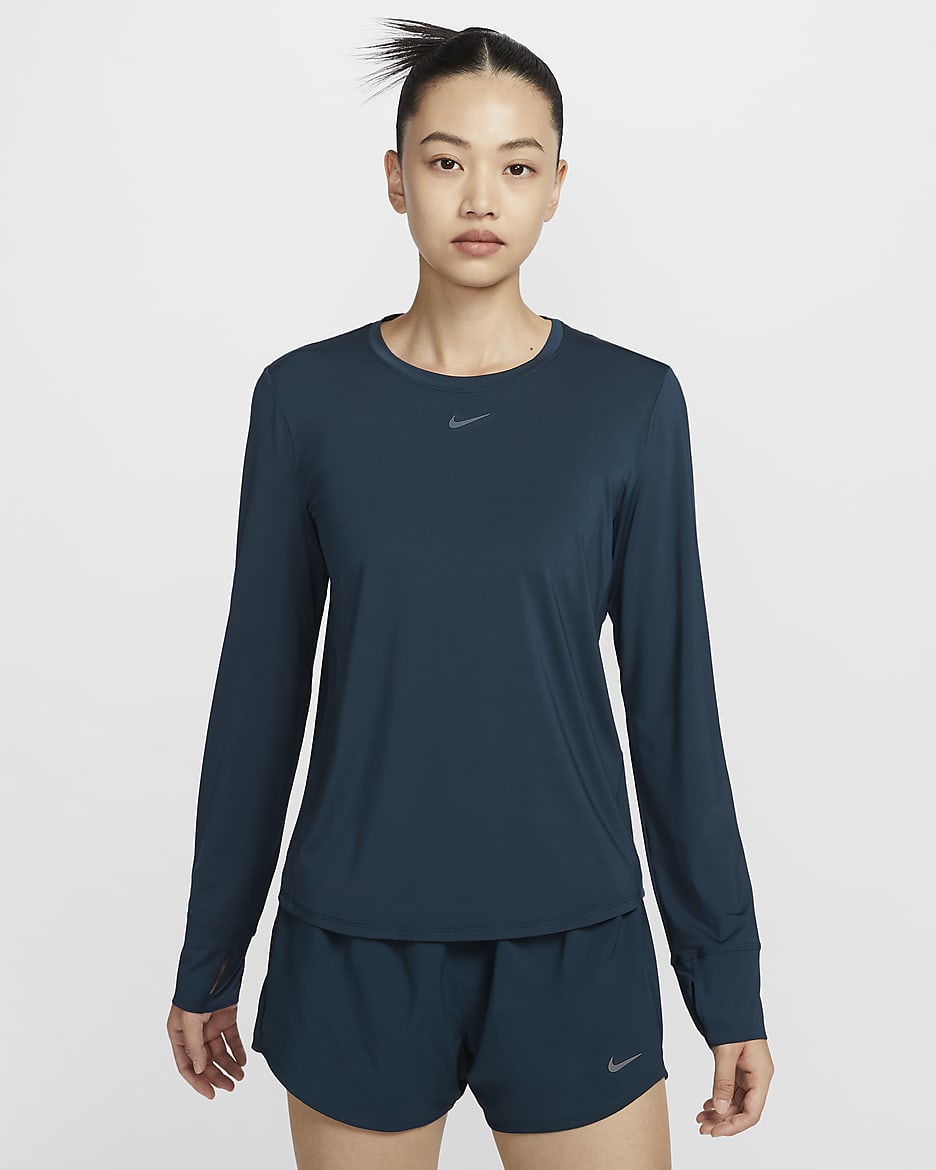 Nike One Classic 女款 Dri-FIT 長袖上衣 - Armory Navy/黑色