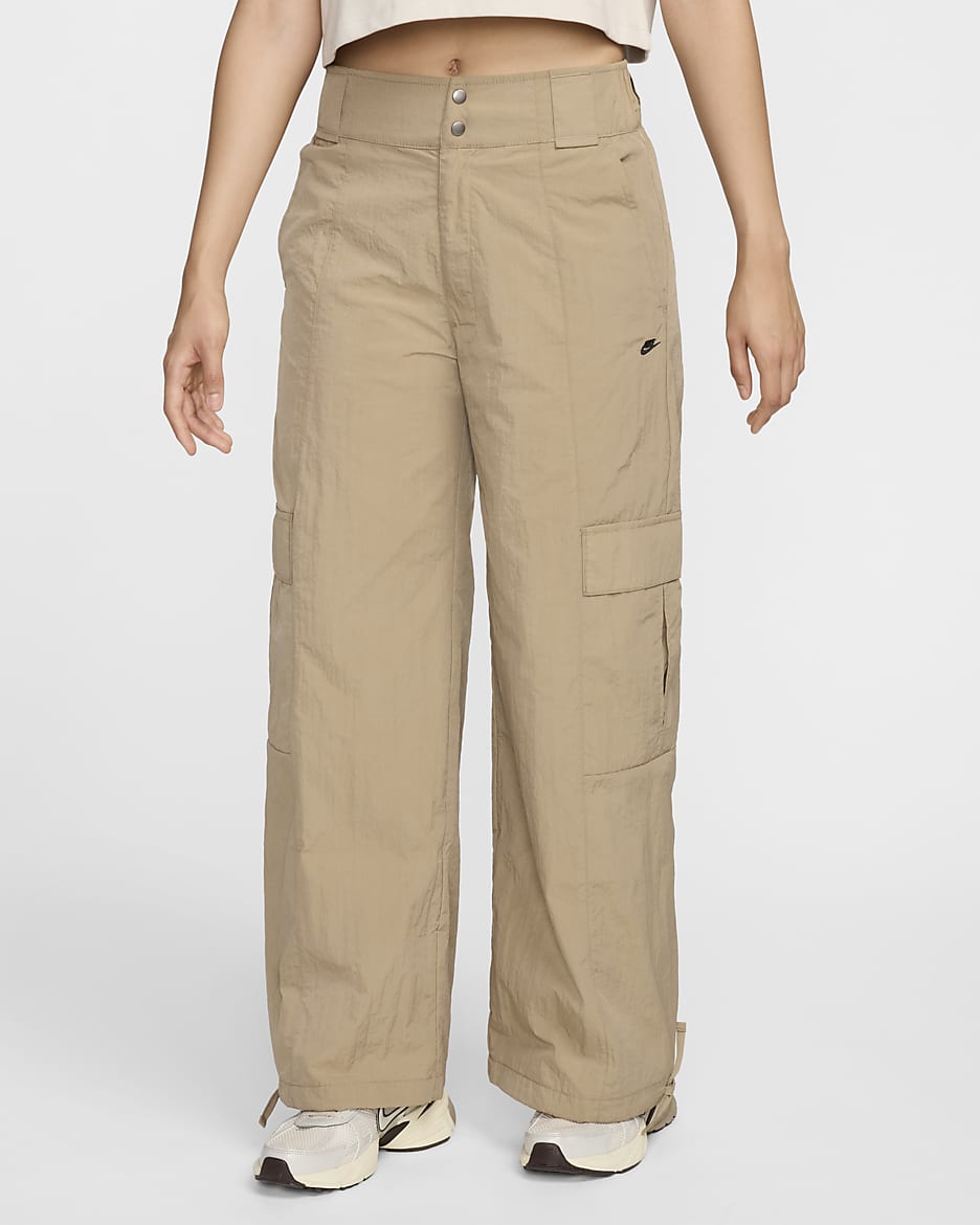 Nike Sportswear Women's High-Waisted Woven Cargo Trousers - Khaki/Black