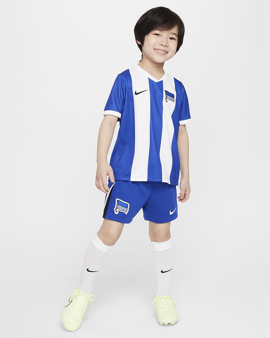 Hertha BSC 2024/25 Stadium Home Nike Replica Fußballtrikot-Set für jüngere Kinder - Old Royal/Weiß/Schwarz