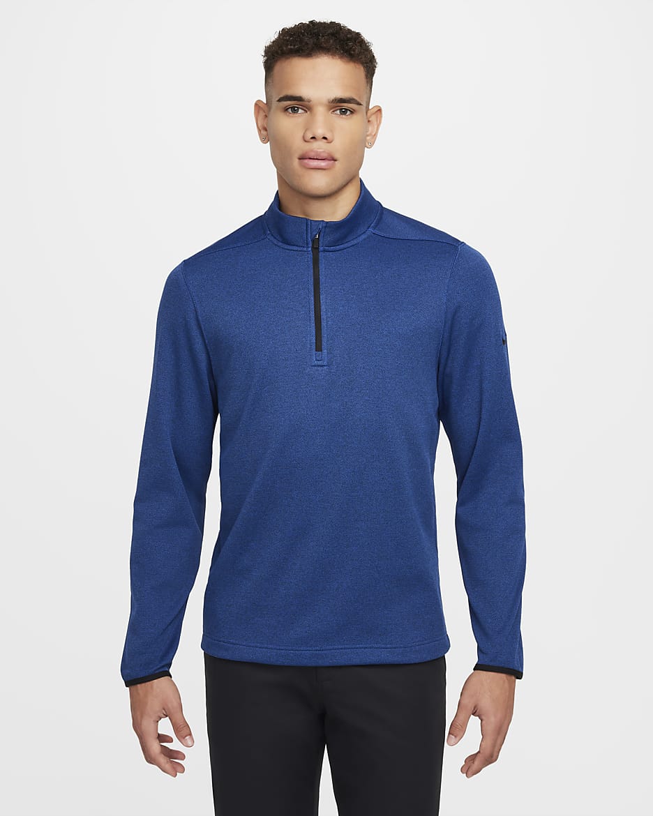 Playera de golf con cierre de 1/4 para hombre Nike Therma-FIT Victory - Hiperroyal/Negro