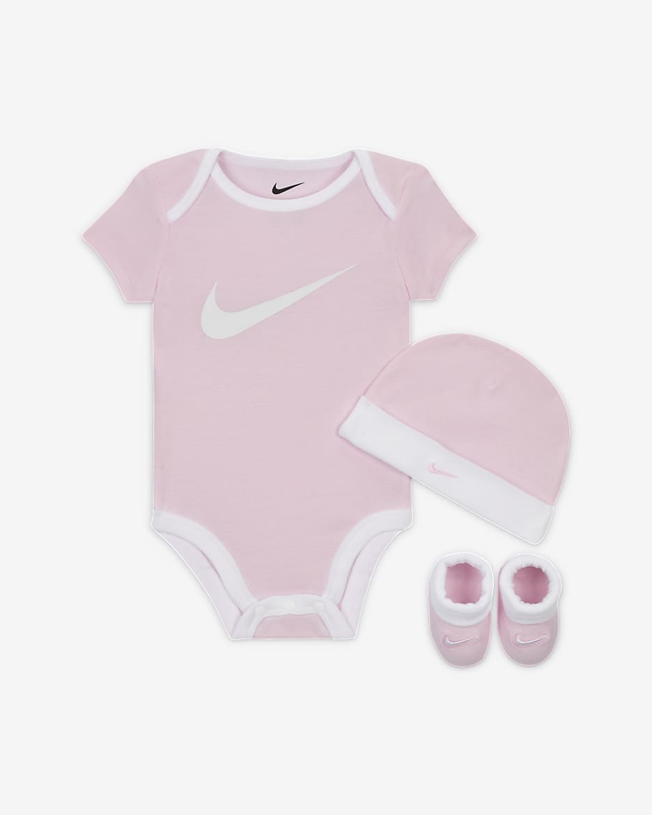 Conjunto de body, gorro y calzado para bebés (0 a 6 meses) Nike - Espuma rosa