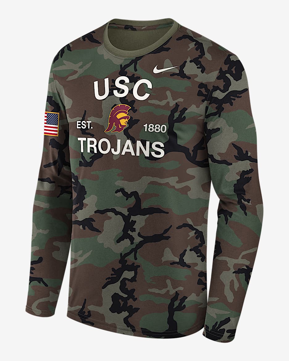 USC 2025 Military Appreciation Legend Men's Nike Dri-FIT College Long-Sleeve T-Shirt - Olive