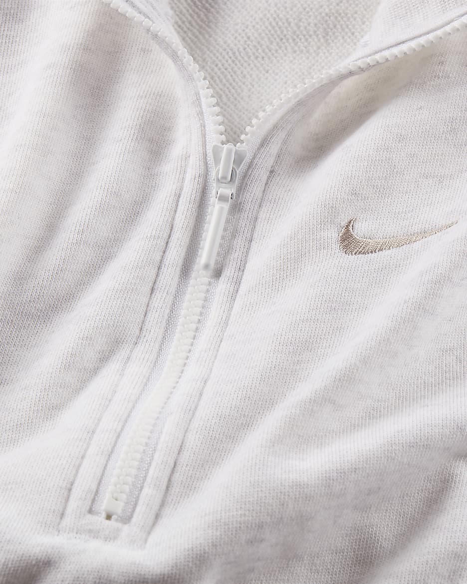 Nike Sportswear Chill Terry Women's Slim Cropped 1/2-Zip French Terry Tank Top - Birch Heather/Light Orewood Brown