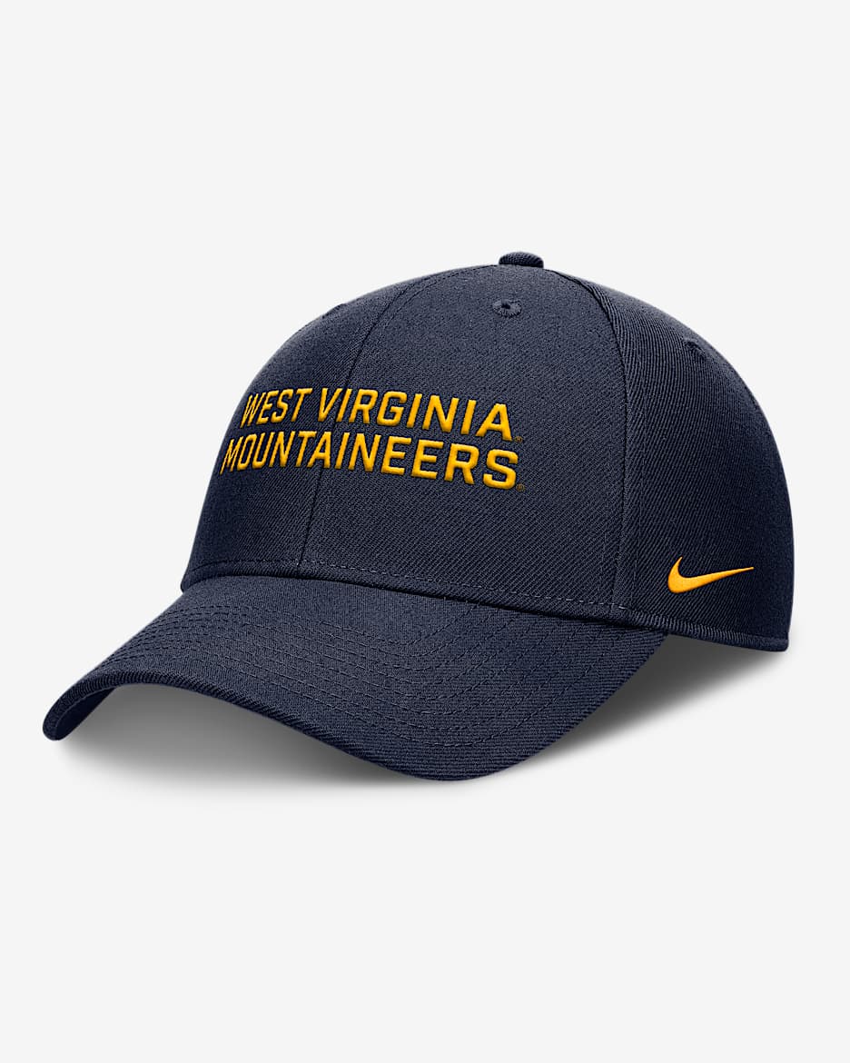 West Virginia Sideline Rise Practice Men's Nike College Adjustable Hat - Navy