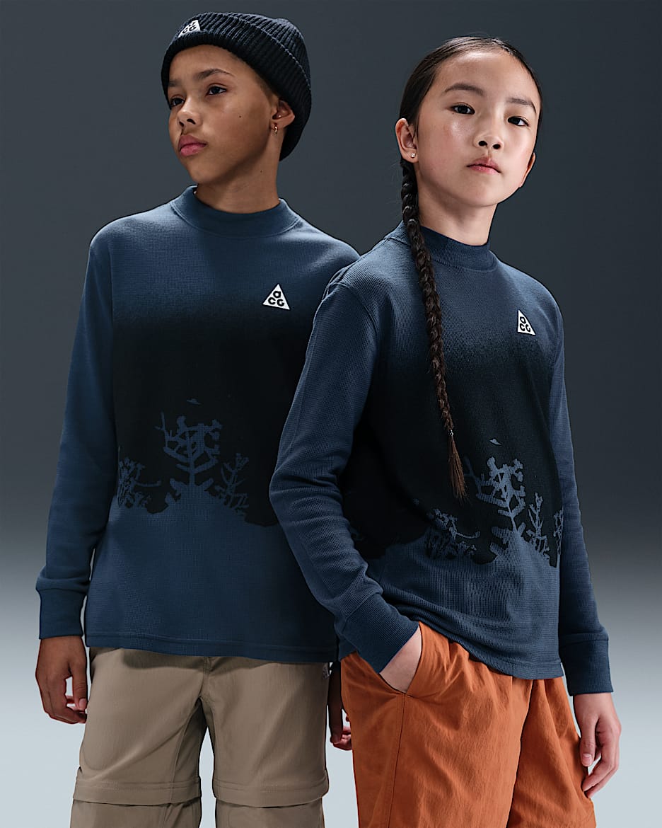 Nike ACG Langarmoberteil mit Waffelmuster für ältere Kinder - Thunder Blue/Summit White