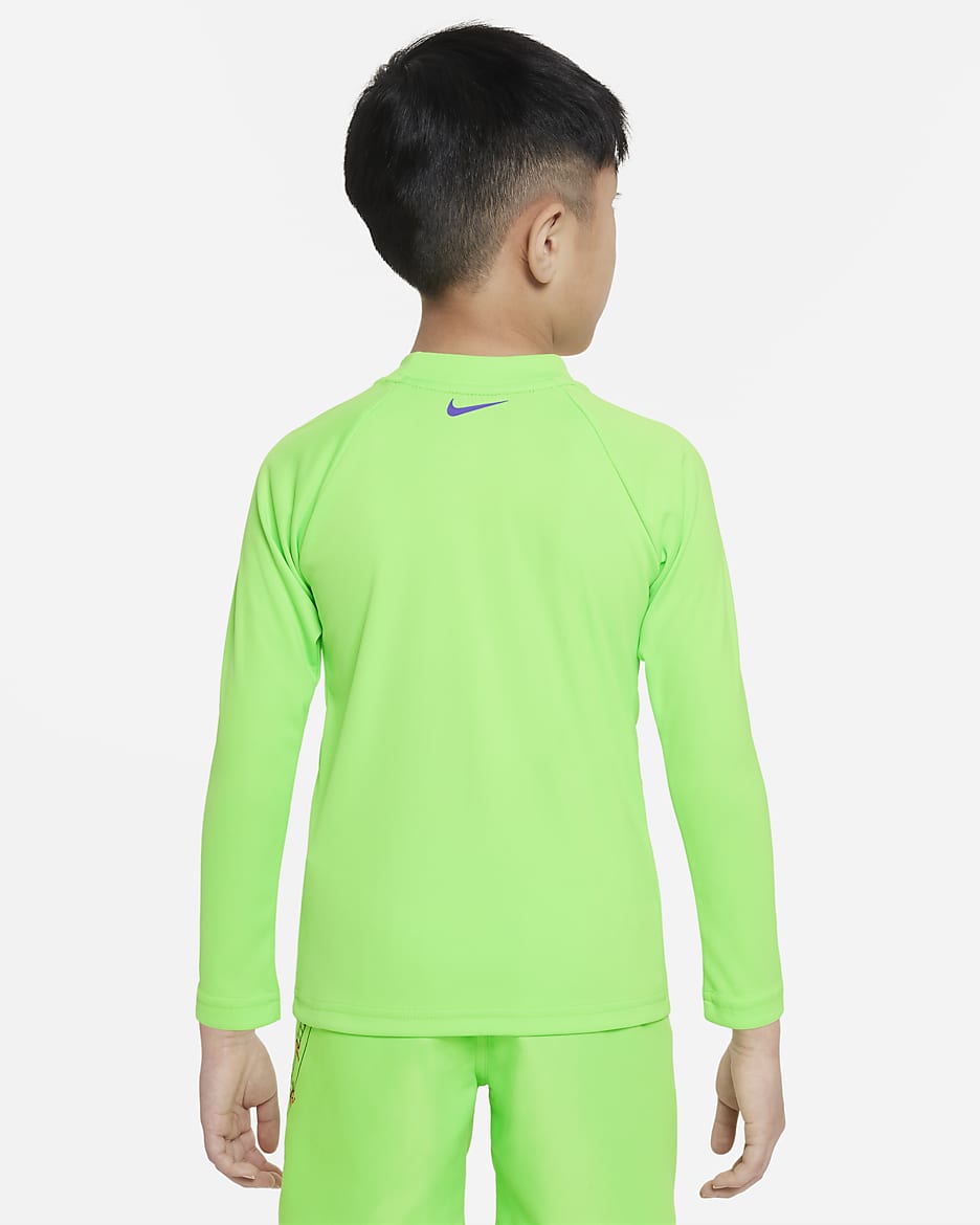 Playera de manga larga de natación Hydroguard para niño talla pequeña Nike Dri-FIT - Verde strike