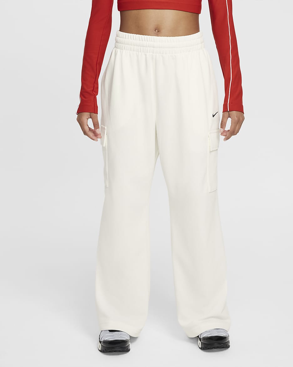 Oversized Nike Sportswear Dri-FIT-fleecebukser til piger - Sail