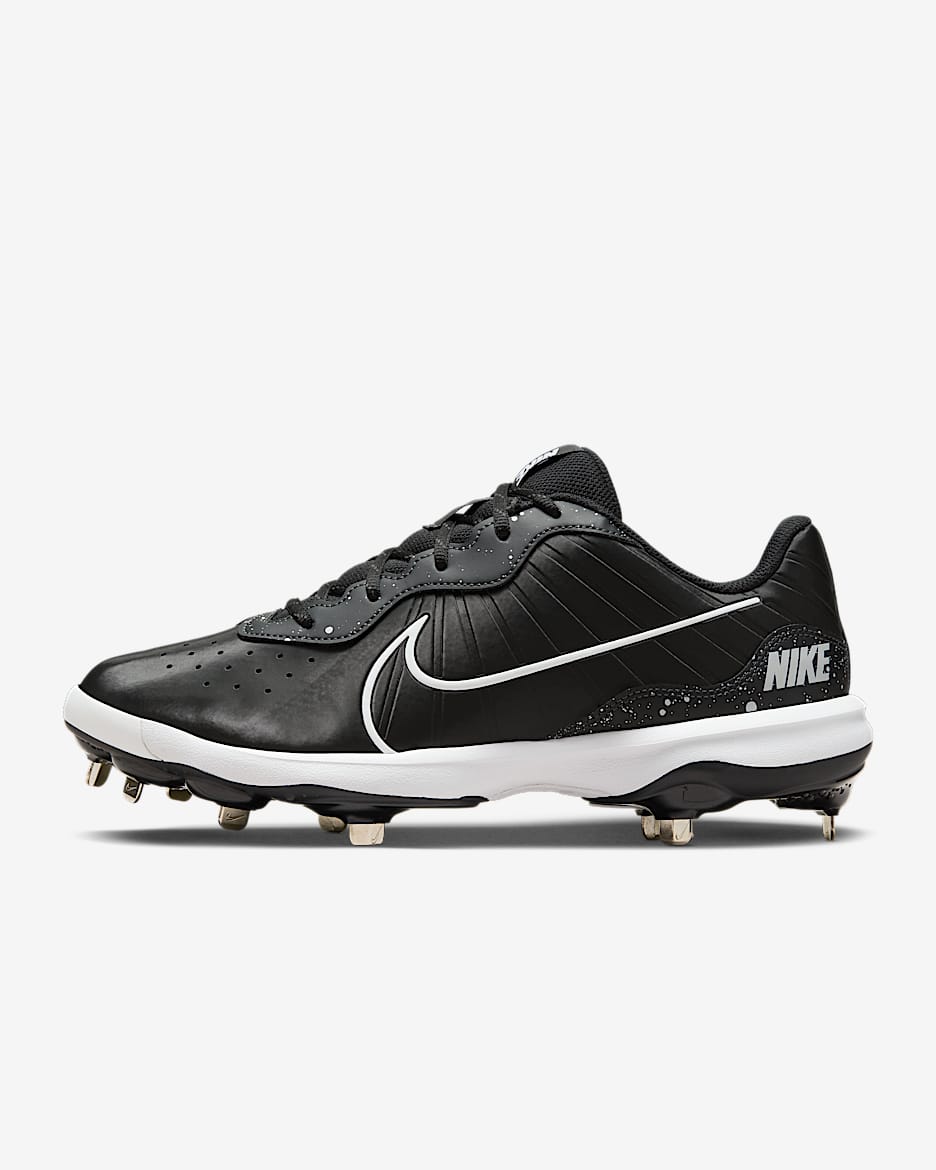 Tacos de béisbol para hombre Nike Alpha Huarache Varsity 4 Low - Negro/Gris humo oscuro/Blanco