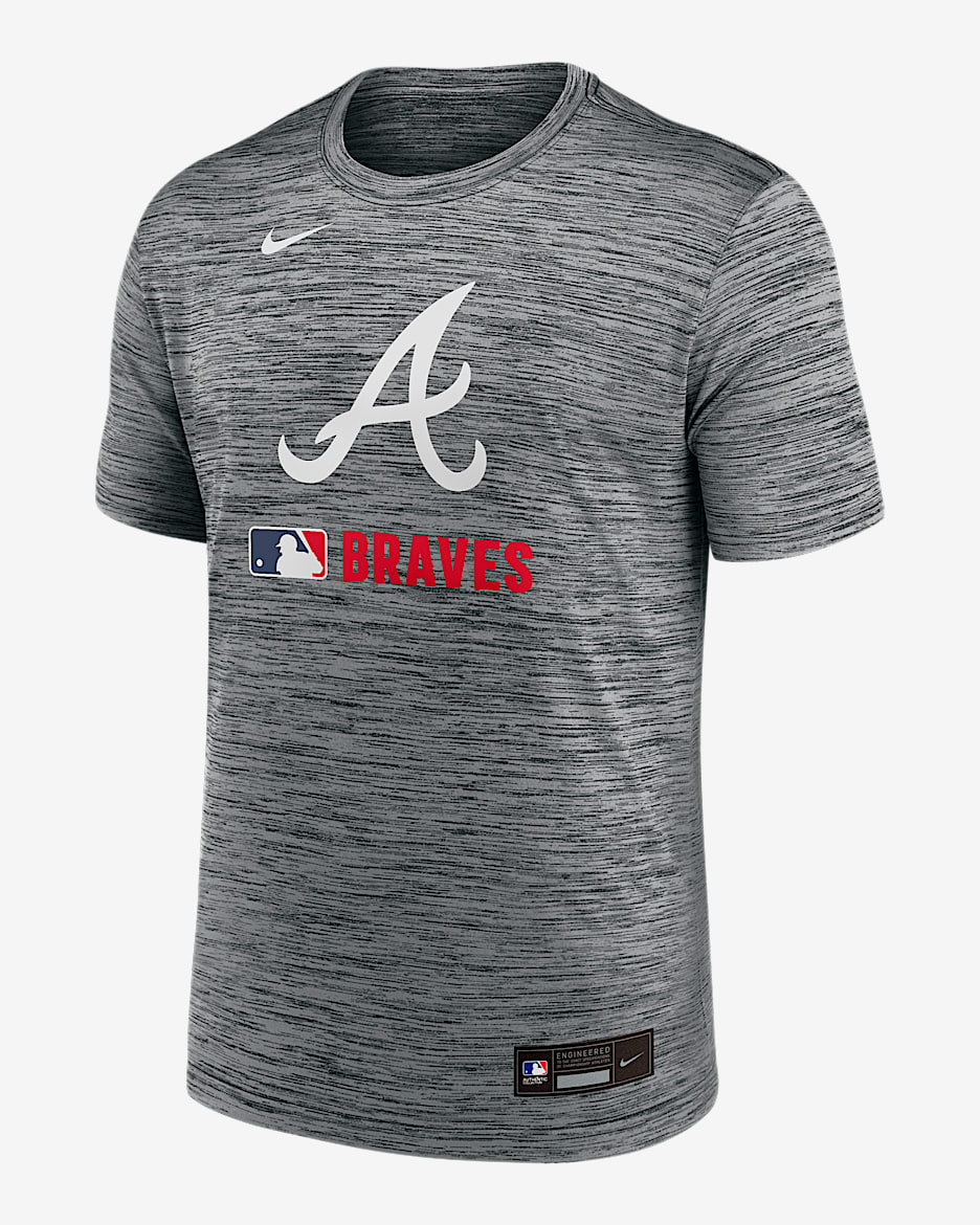 Playera Nike Dri-FIT de la MLB para hombre Atlanta Braves Authentic Collection Velocity - Antracita