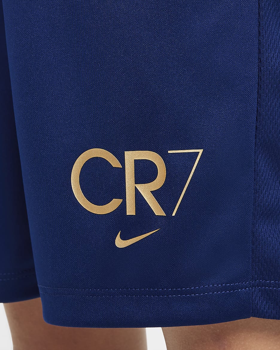 Spodenki piłkarskie dla dużych dzieci Dri-FIT CR7 Academy23 - Blue Void/Blue Void/Metallic Gold